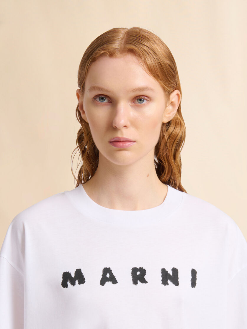 Light blue jersey cotton T-shirt with Marni Scribbled logo - T-shirts - Image 4