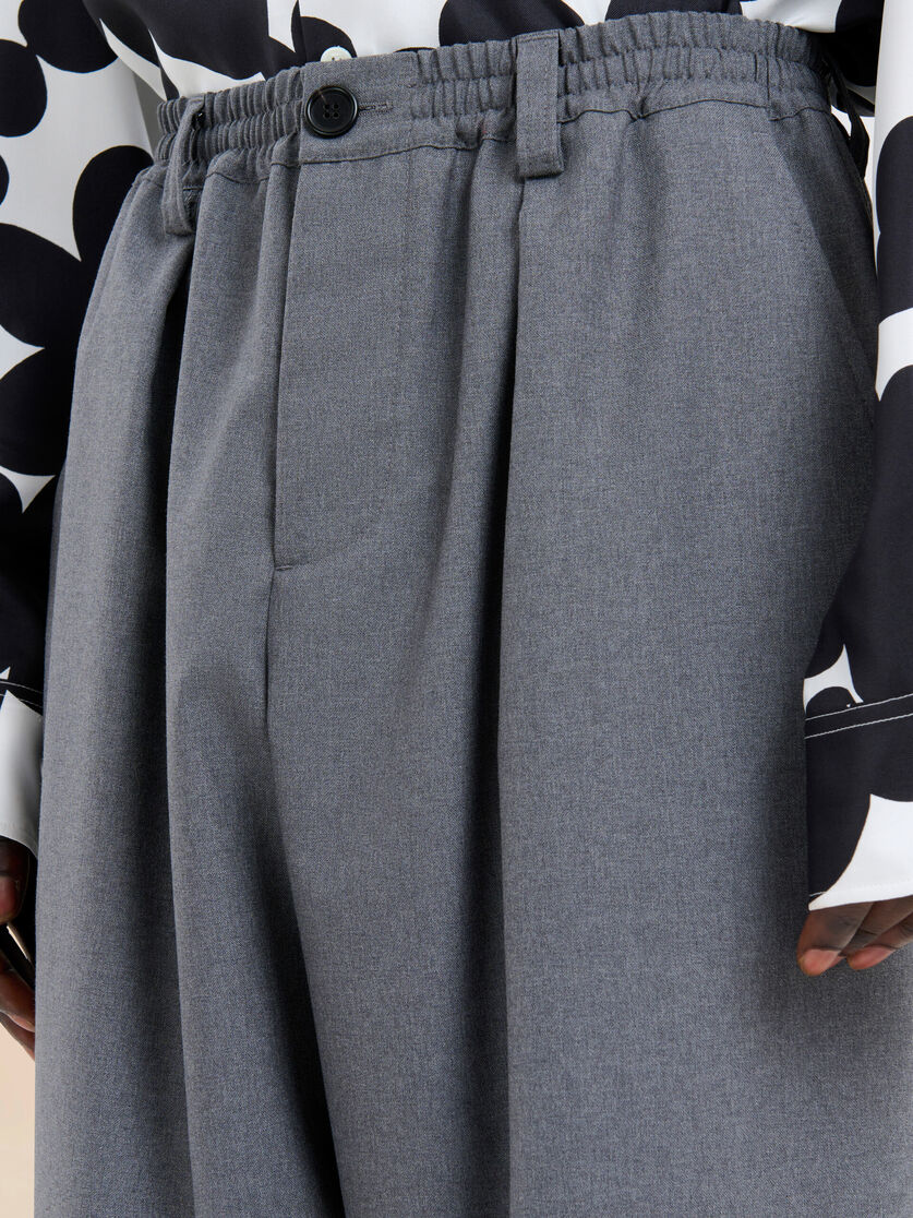 Deep blue tropical wool trousers with drawstring waist - Pants - Image 4