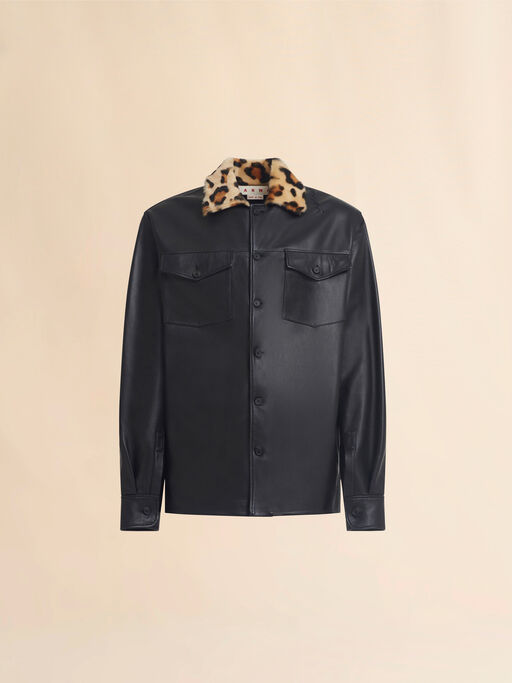 Camisa de piel de napa con cuello de borreguito - Camisas