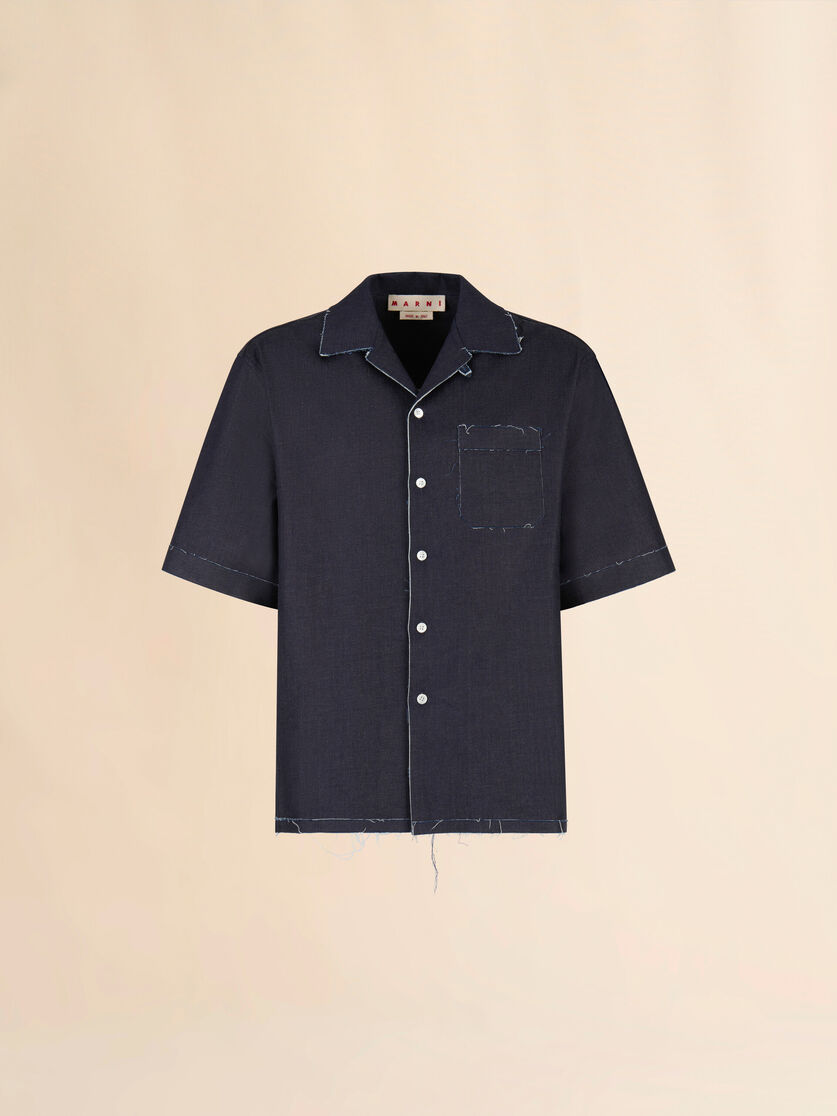 Deep blue stretch denim trompe l'oeil shirt - Shirts - Image 1
