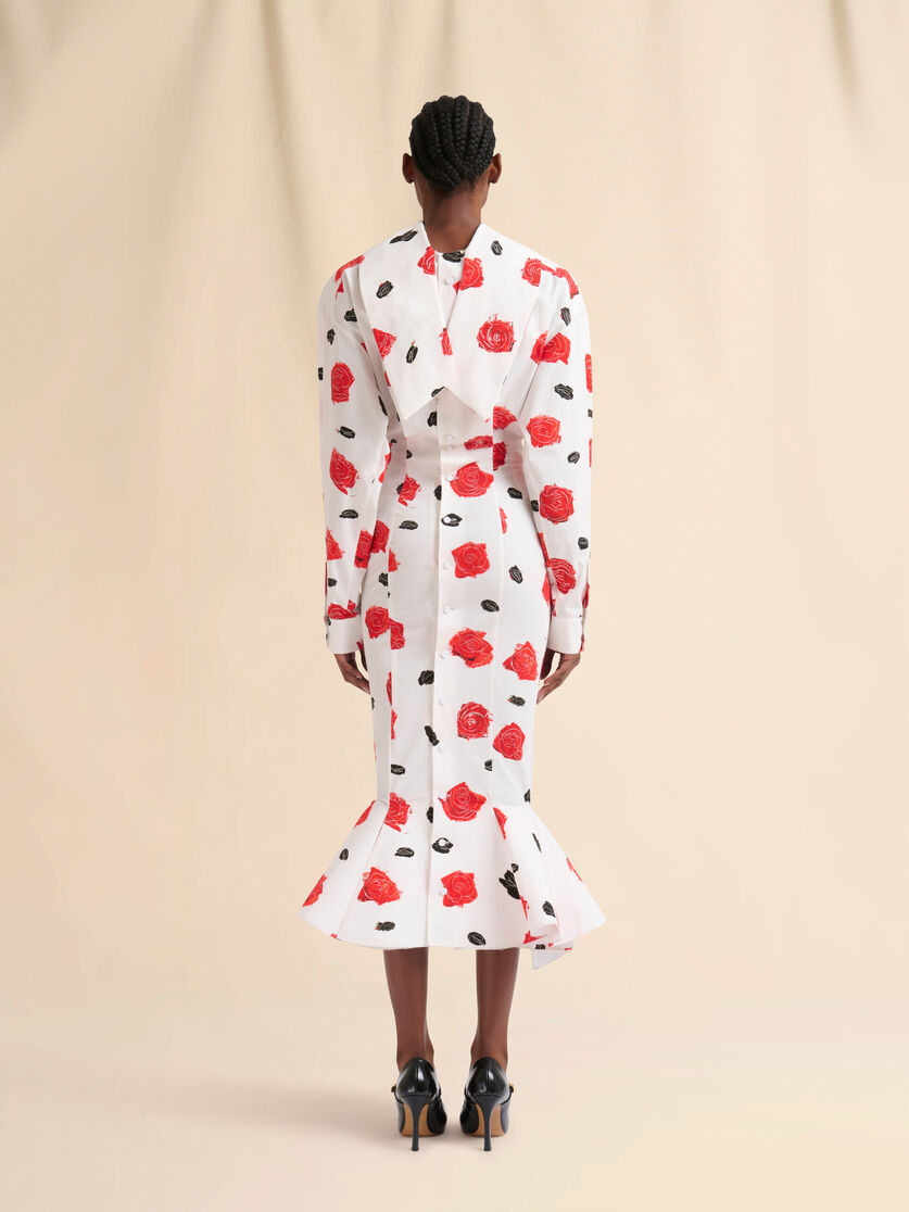 White poplin mermaid shirt dress with Iris print - Dresses - Image 3