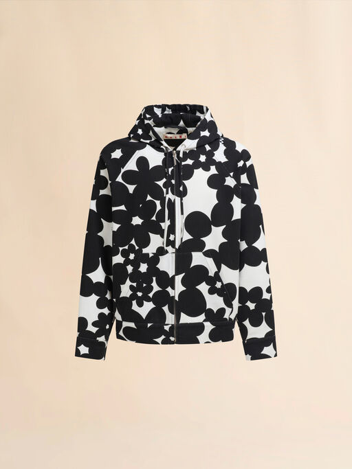 Cotton hoodie with black and white Dillies print - Jackets