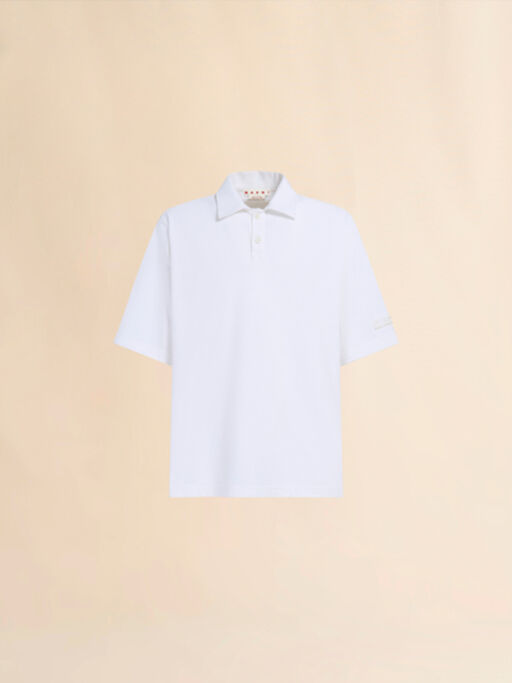 Weißes Oversize-Polohemd aus Bio-Baumwolle mit Marni-Aufnähern - Hemden