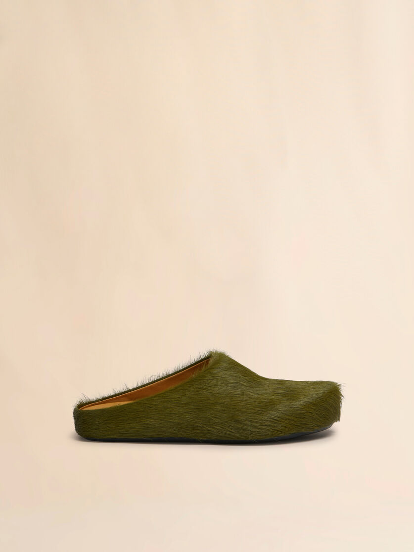 Blue long hair calfskin Fussbett sabot - Clogs - Image 1
