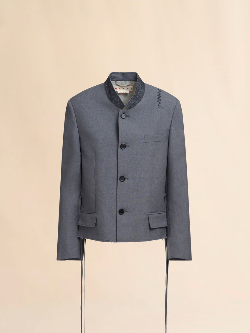 Chaqueta coreana de lana gris con bordado Marni Symbol - Chaquetas - Image 1