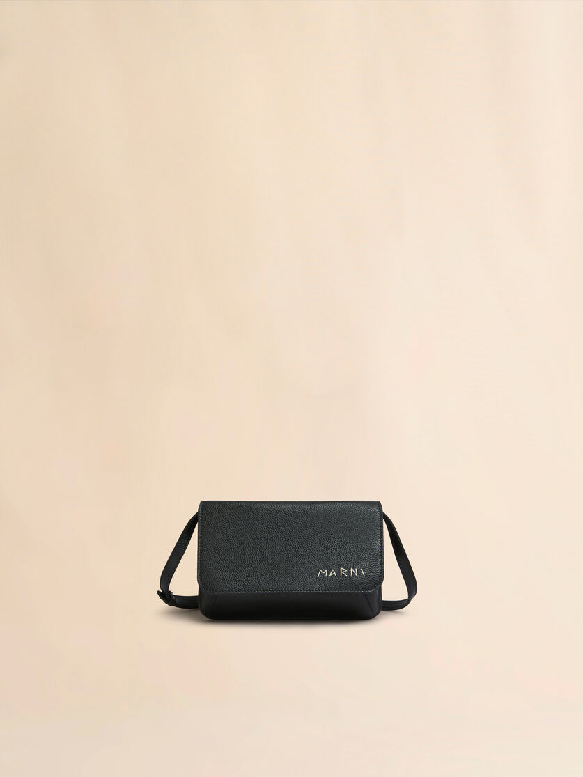 Blue leather shoulder bag with Marni Mending - Pochettes - Image 1