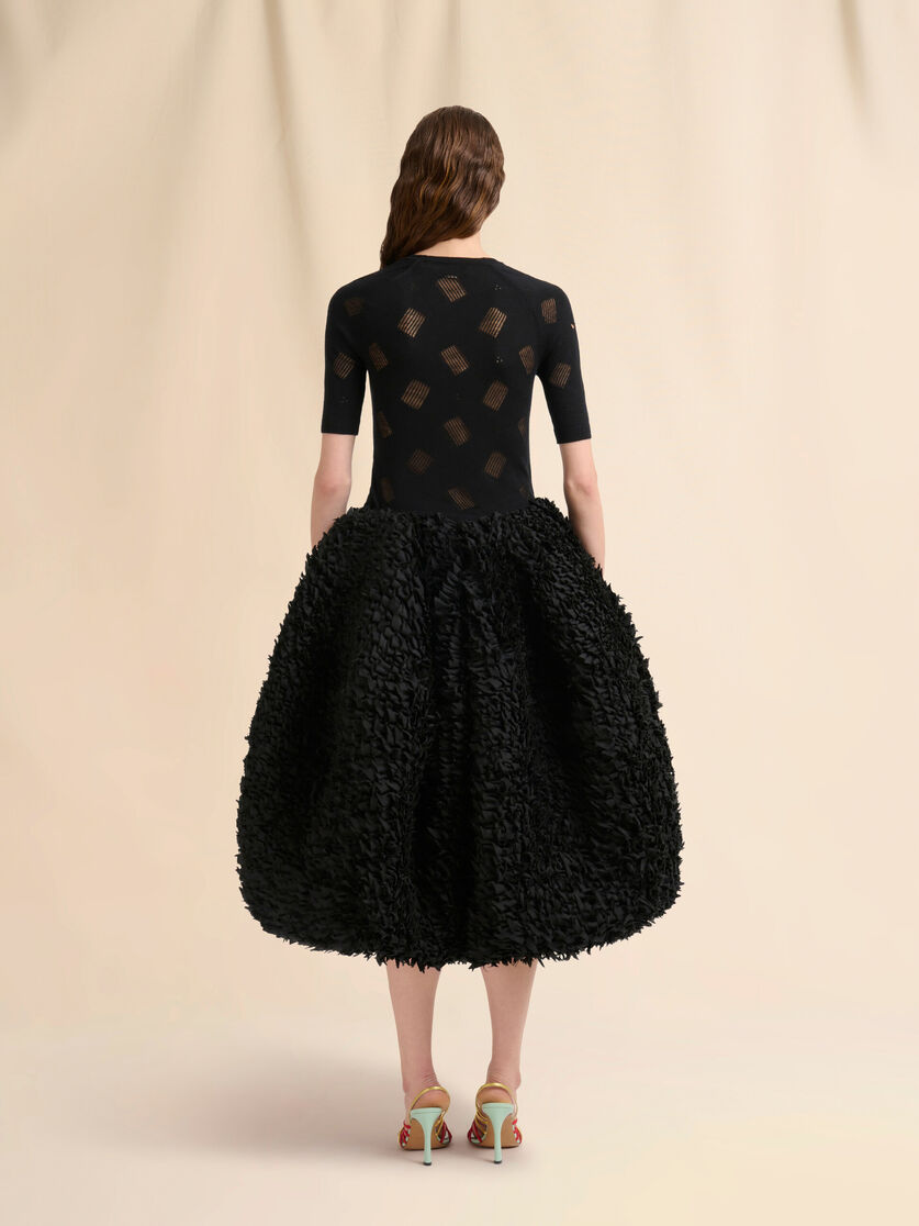 Black wool-silk knit openwork top - Pullovers - Image 3