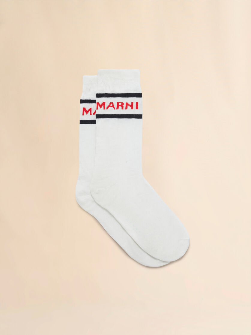 Green cotton socks with logo cuffs - Socks - Image 1