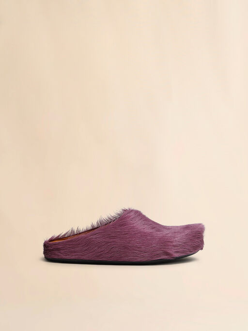 Purple long hair calfskin Fussbett sabot - Clogs