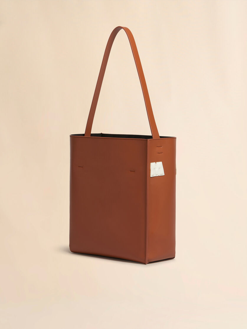 Small white leather Museo hobo bag with patches - Shopping Bags - Image 3