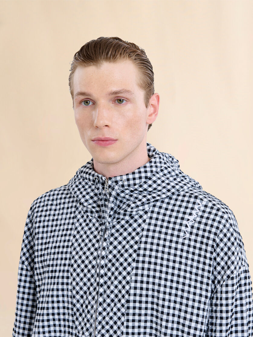 Black and white checked seersucker hooded jacket - Jackets - Image 4