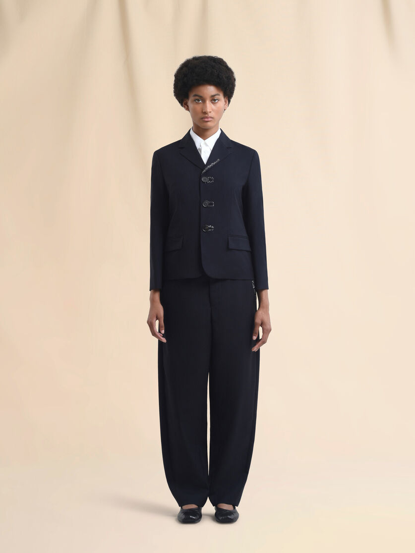 Deep blue tropical wool Baby jacket with Marni Mending - Jackets - Image 2