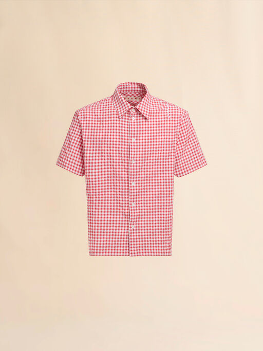 Camisa de seersucker a cuadros blancos y rojos - Camisas