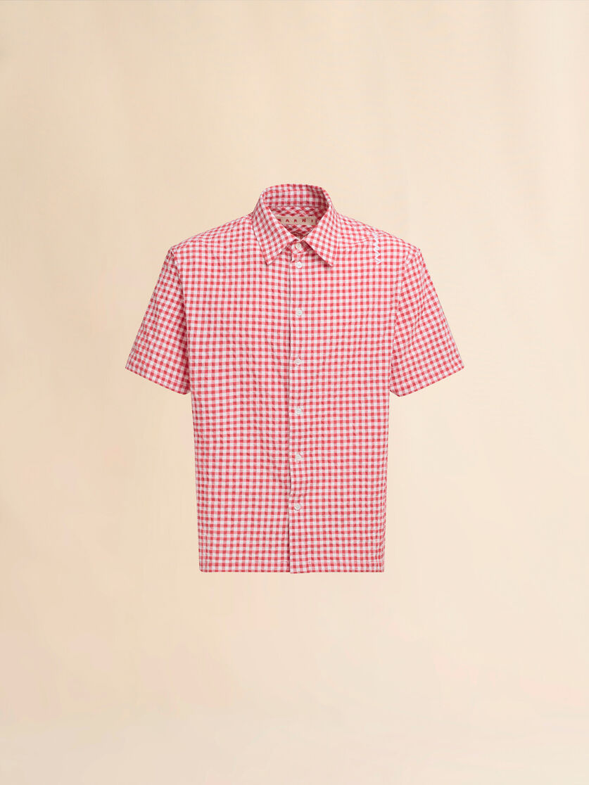 Light blue and white seersucker checked shirt - Shirts - Image 1