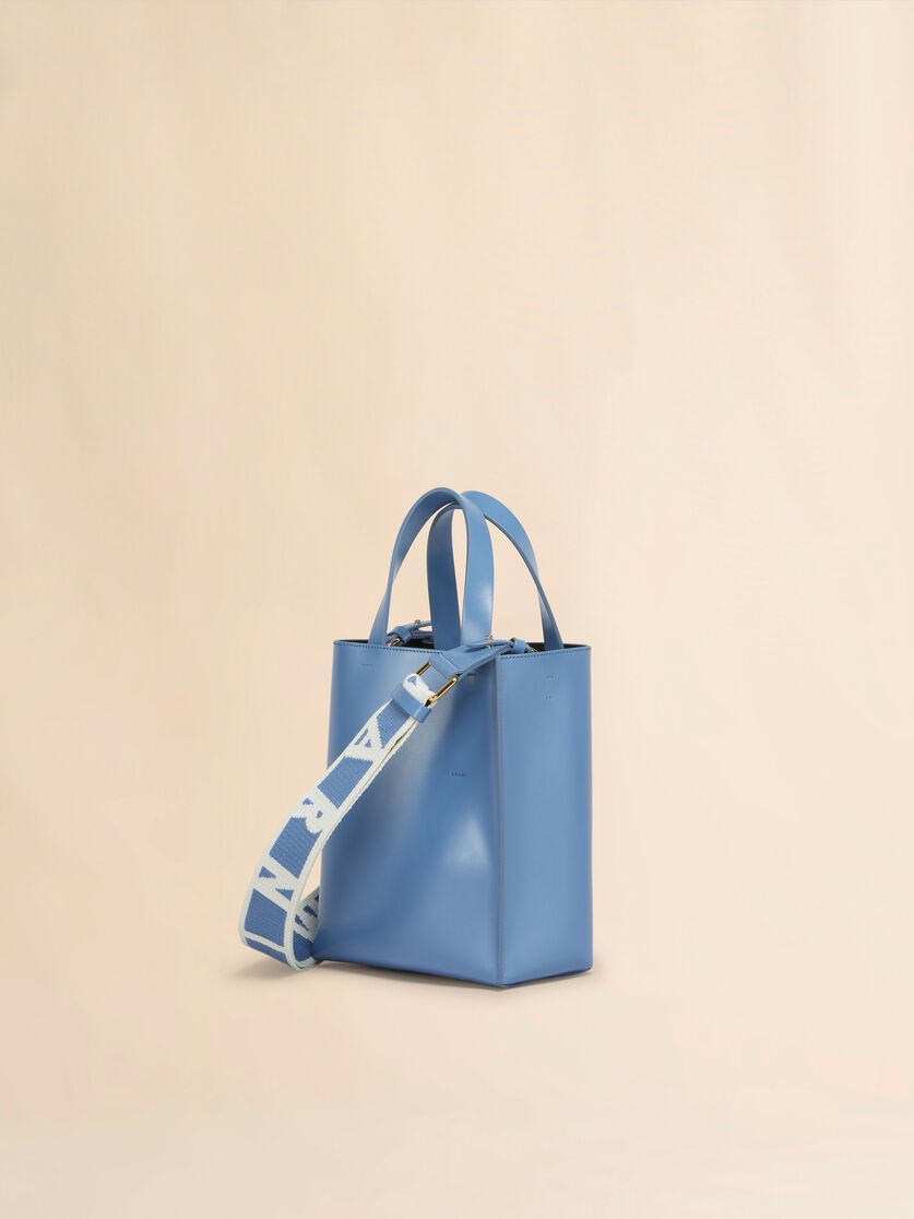 Museo Mini Bag in light blue leather - Shopping Bags - Image 2