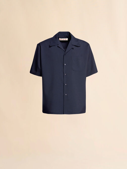 Camisa de bolos de lana tropical azul intenso - Camisas