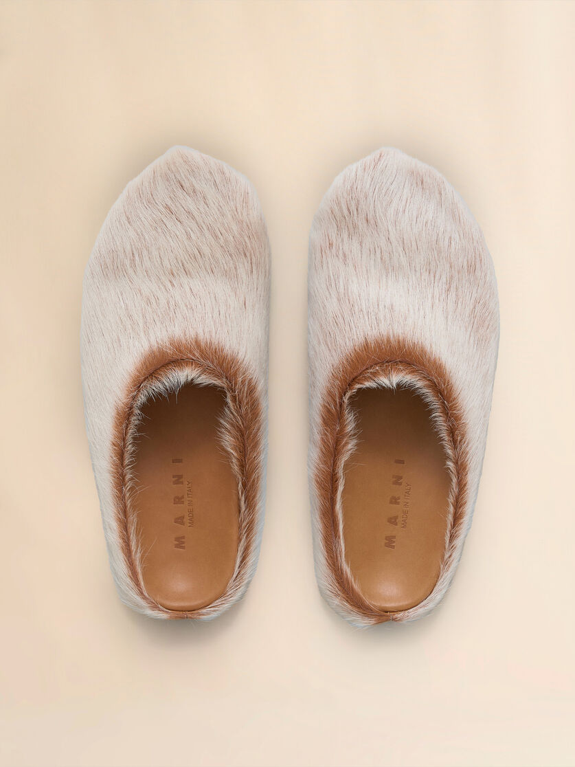 Blue-grey long hair calfskin Fussbett sabot - Clogs - Image 4