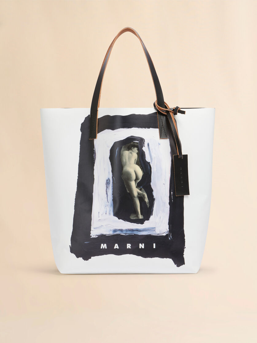 White and black Tribeca tote with naked figure print - Shopping Bags - Image 1