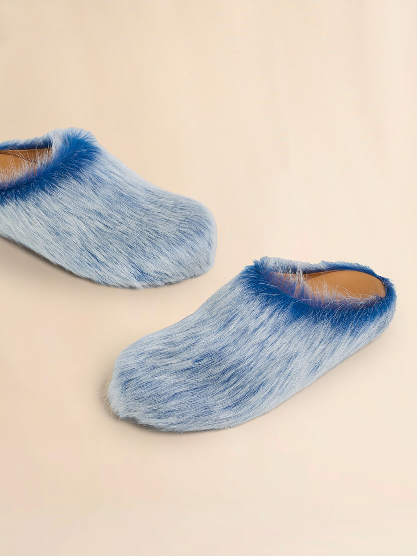 Blue-grey long hair calfskin Fussbett sabot - Clogs - Image 5