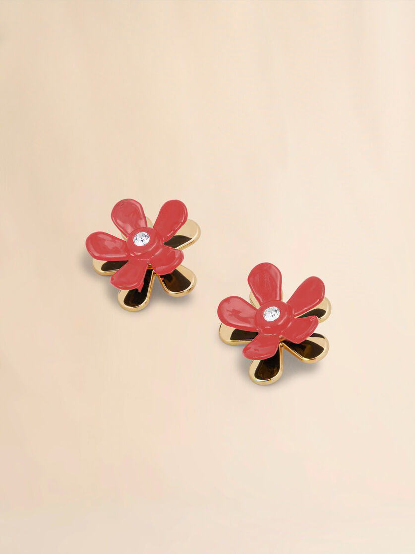 Indigo enameled metal Flower Pop earrings - Earrings - Image 3
