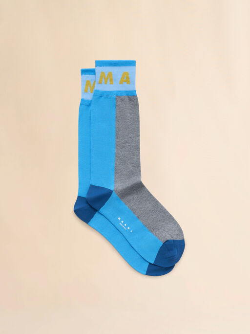 Grey colour-block cotton socks - Socks