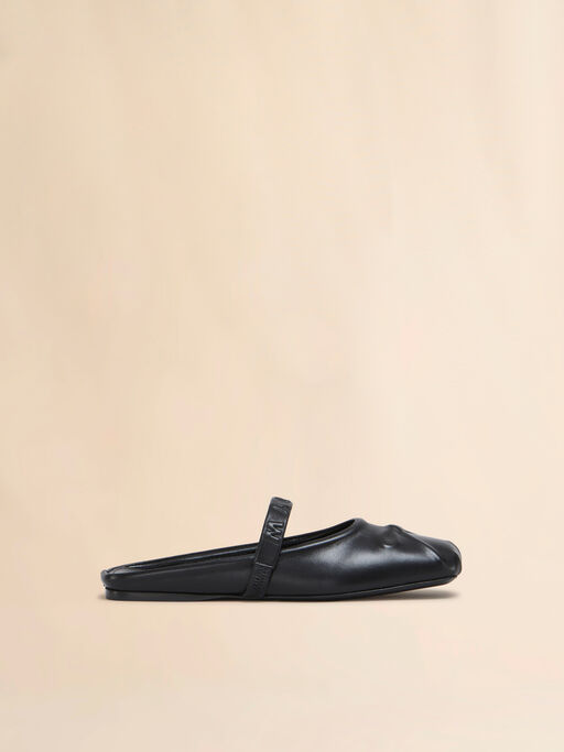 Black nappa leather Little Bow sabot ballet flat - Sandals