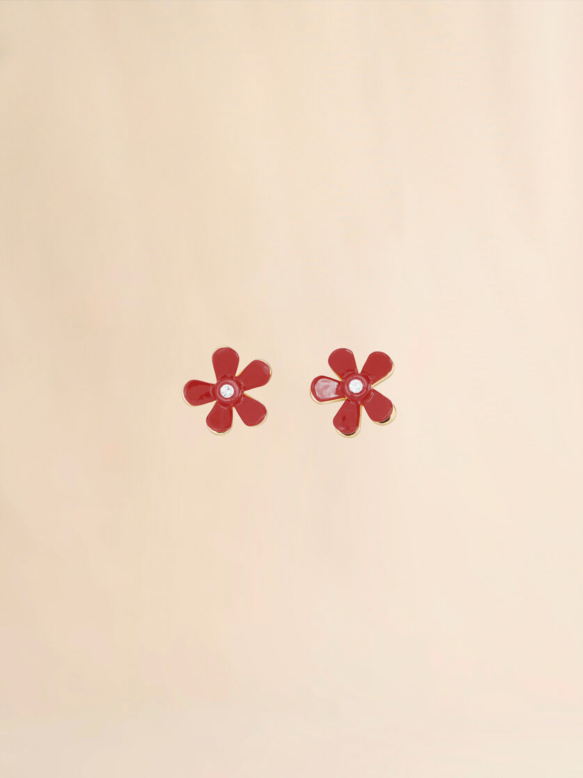 Indigo enameled metal Flower Pop earrings - Earrings - Image 1