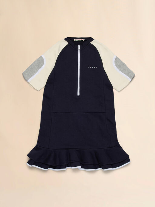 Fleece mini dress with colorblock details - Dresses