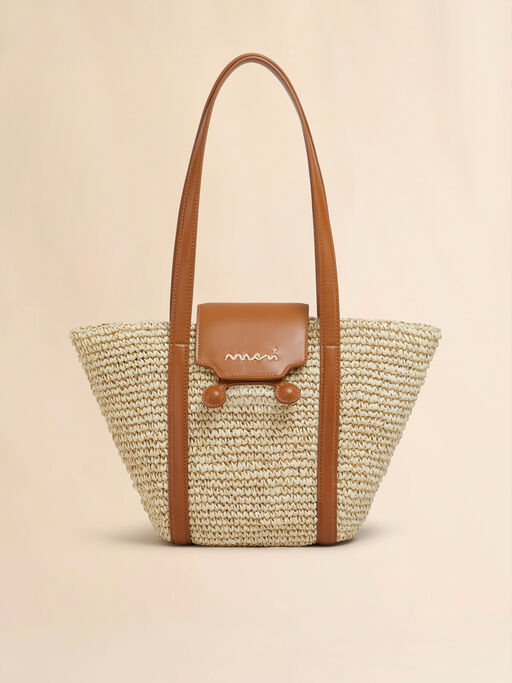 Tote bag de playa Trunkaroo pequeña en tejido efecto rafia natural - Bolsos shopper