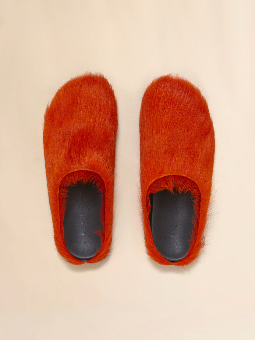 Blue long-hair calfskin Fussbett sabot - Clogs - Image 4