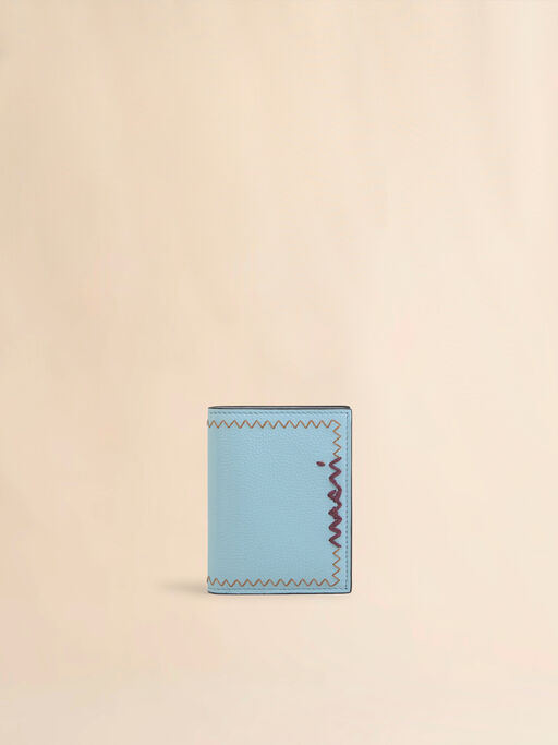 마르니 멘딩 자수 장식 스카이 블루 2단 지갑 - 지갑