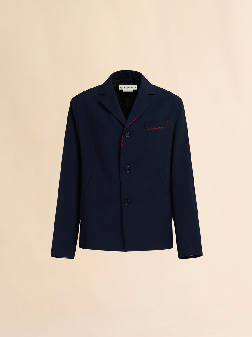 Deep blue tropical wool blazer with Marni Mending - Jackets - Image 1
