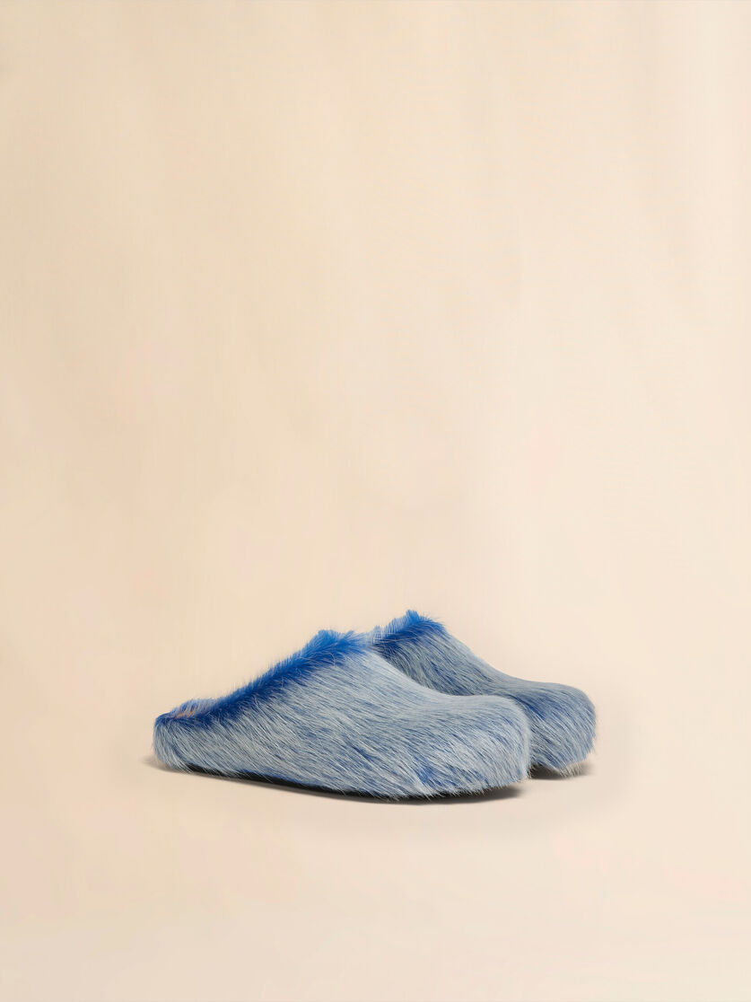 Blue-grey long hair calfskin Fussbett sabot - Clogs - Image 2