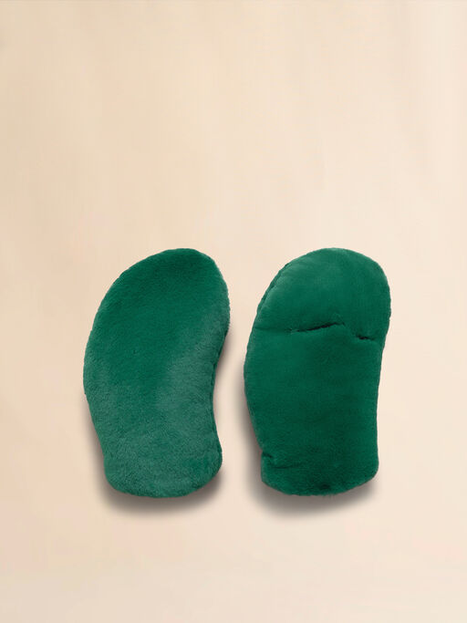 Grüne wattierte Fäustlinge in Pelzoptik - Handschuhe
