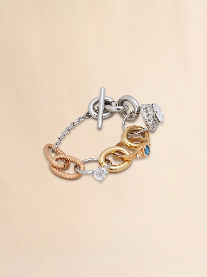 Mixed link chain bracelet with jewelled rings - Bracelets - Image 1