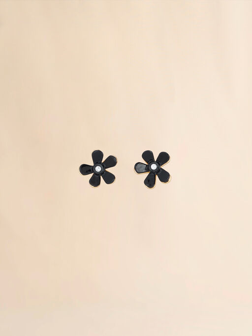 Black enameled metal Flower Pop earrings - Earrings