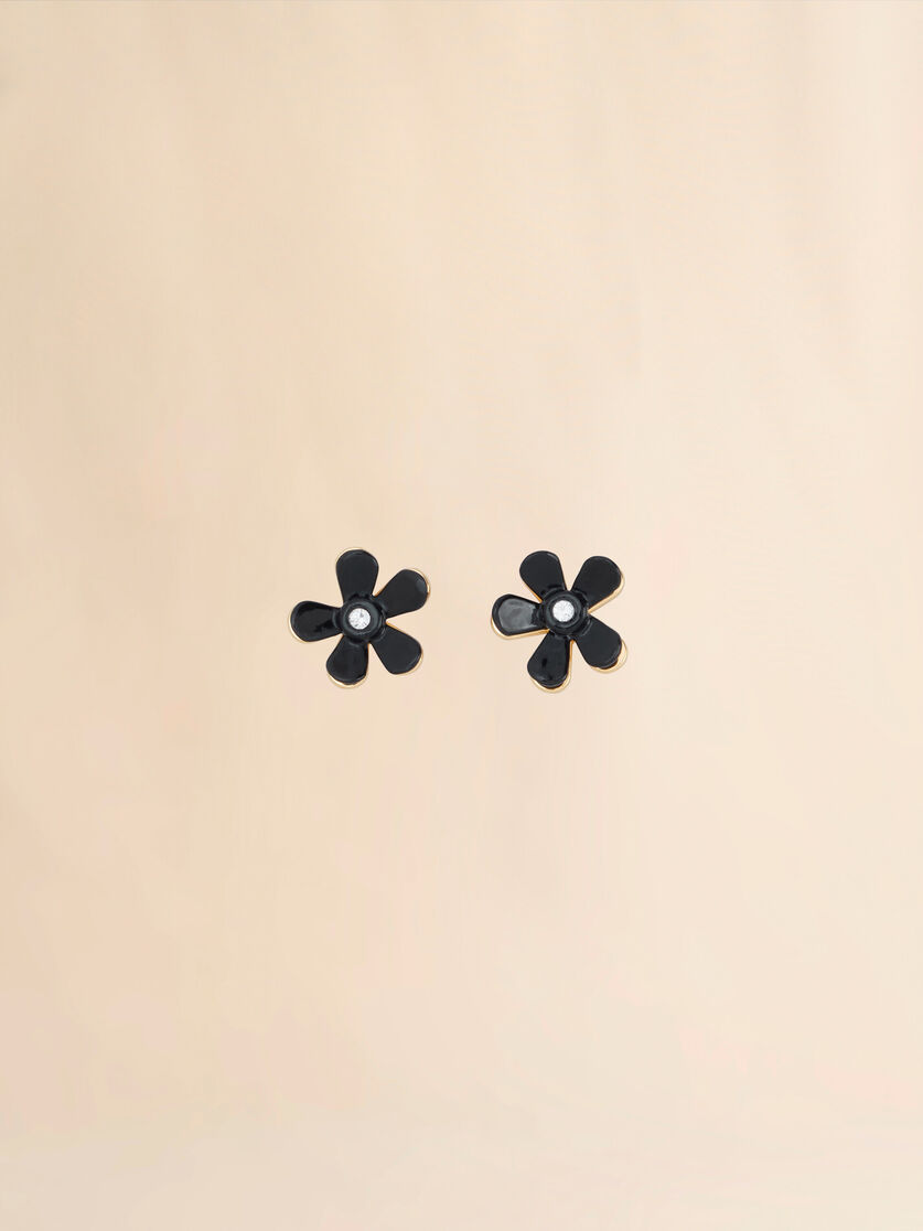 Indigo enameled metal Flower Pop earrings - Earrings - Image 1