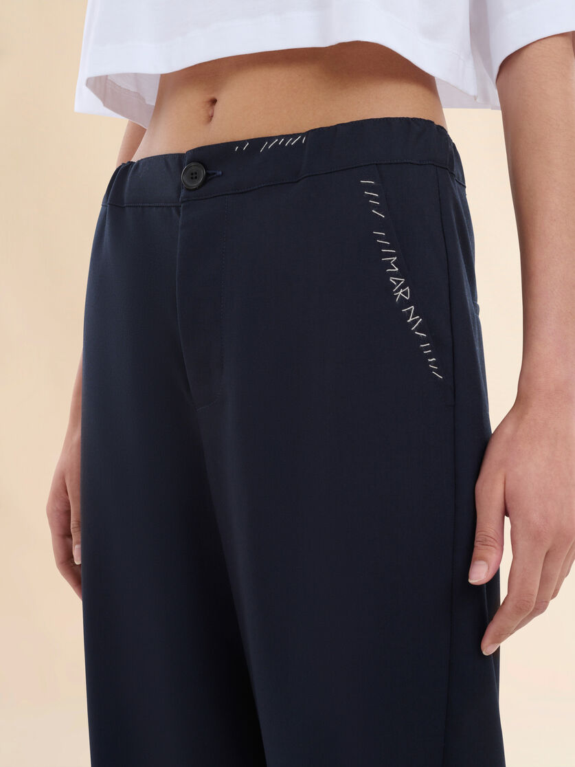 Deep blue tropical wool trousers with Marni Mending - Pants - Image 4