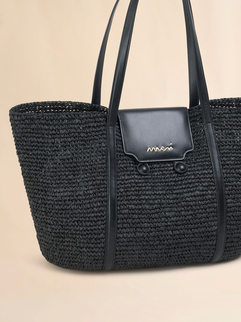 Medium black raffia-effect Trunkaroo beach bag - Shopping Bags - Image 5