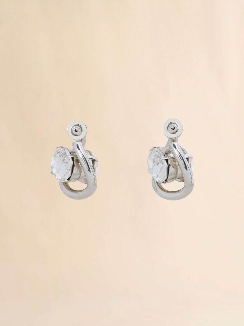 Twisted hoop earrings with rhinestone details - Earrings - Image 2