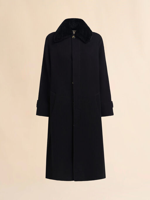 Wool and cashmere coat with shearling collar - Coats