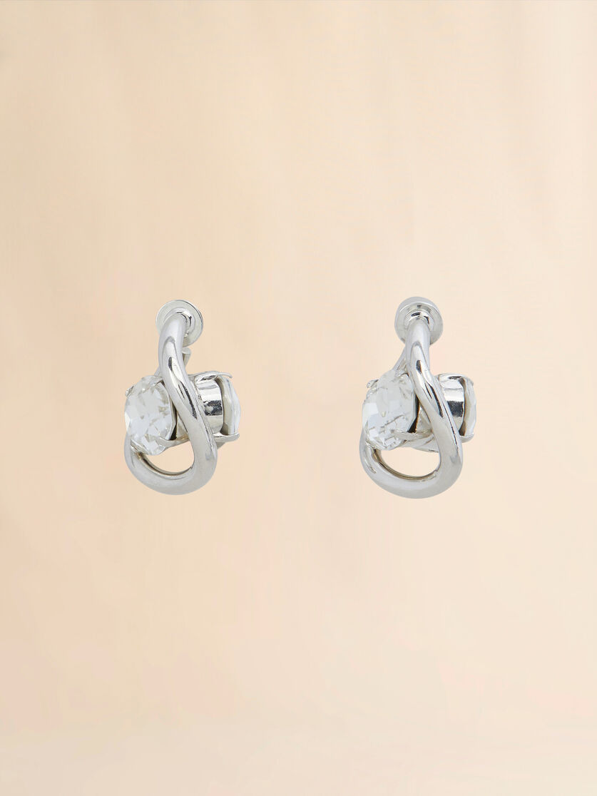Twisted hoop earrings with rhinestone details - Earrings - Image 1