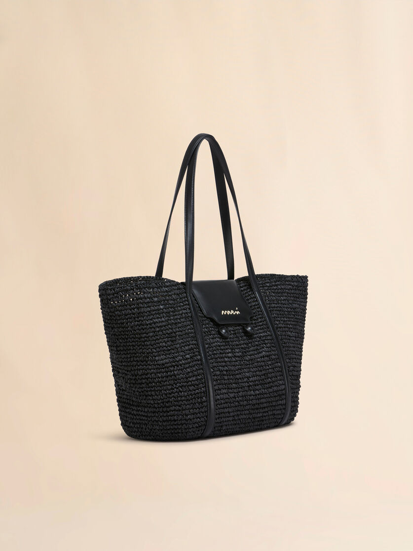 Medium black raffia-effect Trunkaroo beach bag - Shopping Bags - Image 6