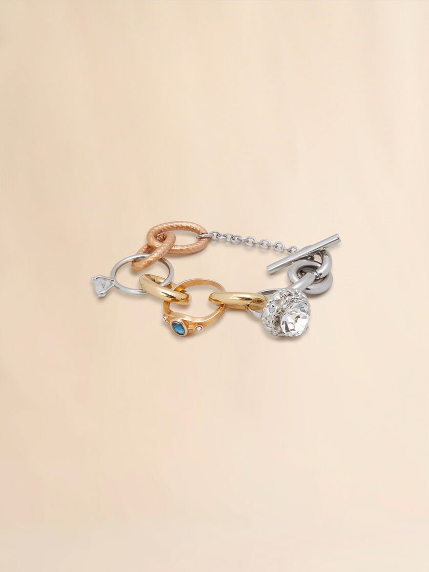 Mixed link chain bracelet with jewelled rings - Bracelets - Image 3