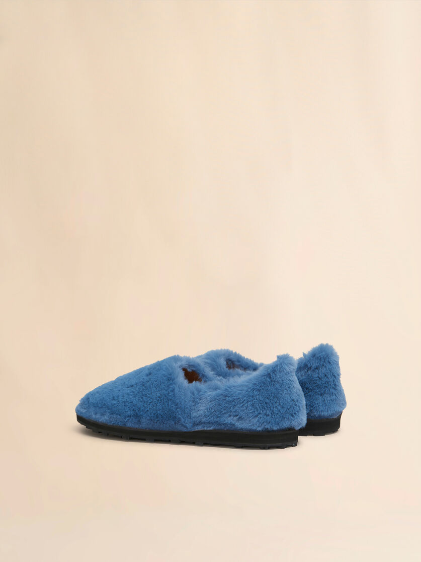 Blue slip-on loafer in faux fur - Mocassin - Image 3
