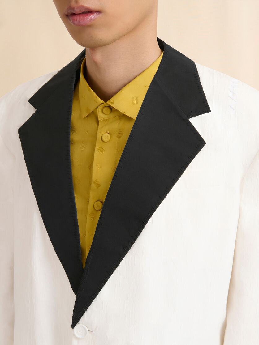 White cotton jacket with waves and drops jacquard motif - Jackets - Image 4