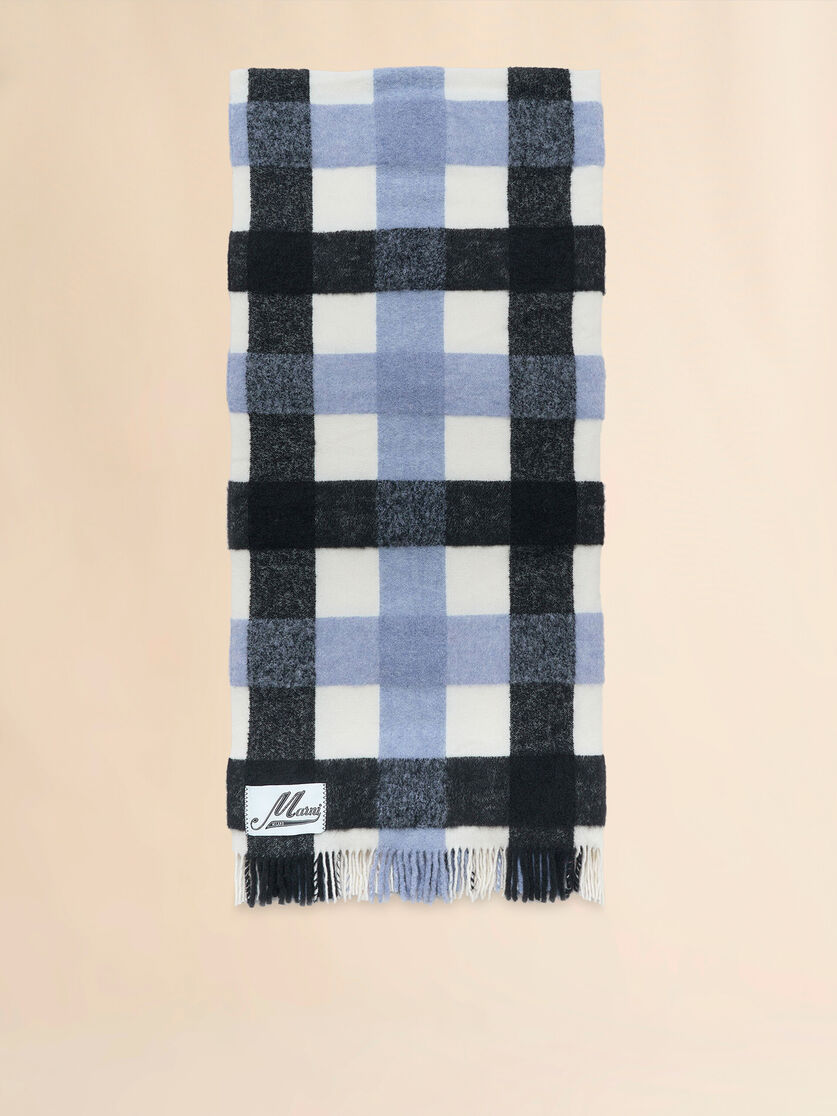 Black and light blue wool and alpaca throw - Other accessories - Image 1