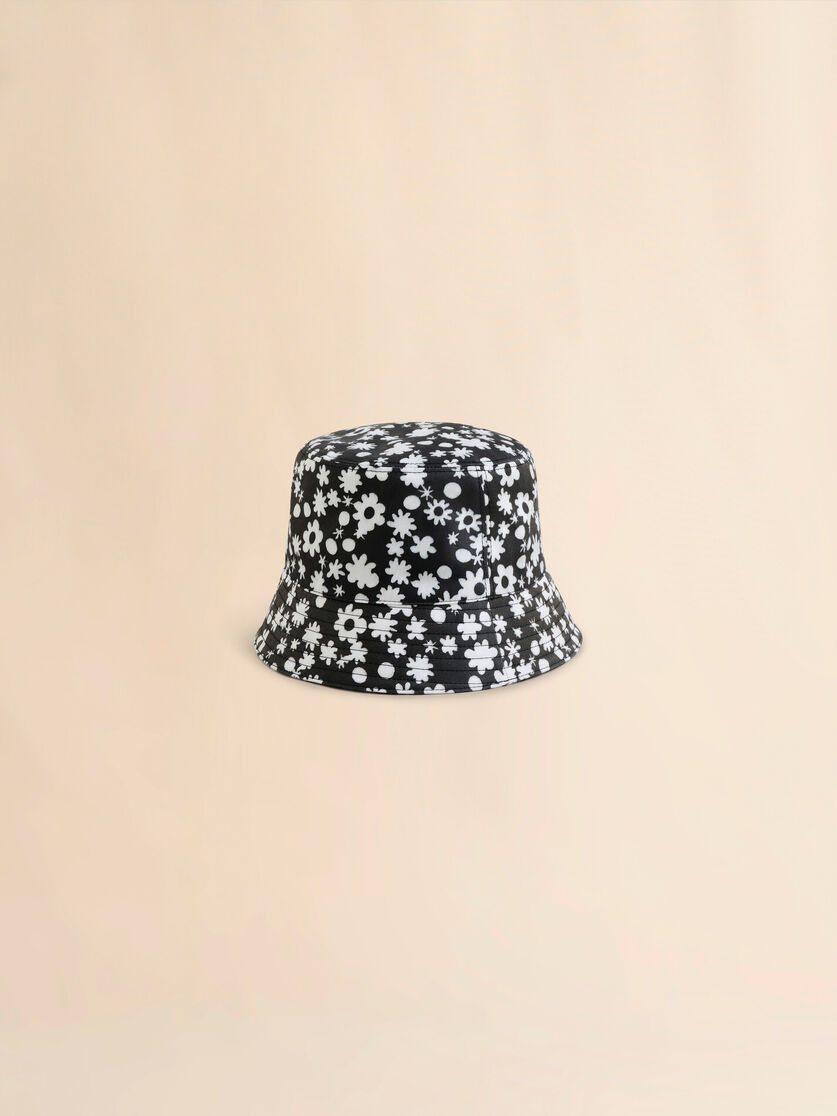 Cotton bucket hat with black and white Pop Fields motif - Hats - Image 2