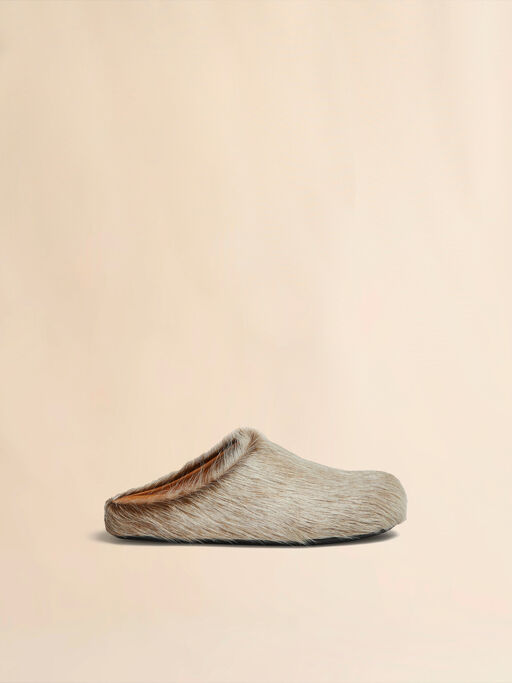 Zueco Fussbett beige de piel de becerro de pelo largo - Zuecos