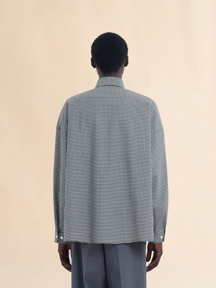 Blue and white checked wool shirt - Shirts - Image 3